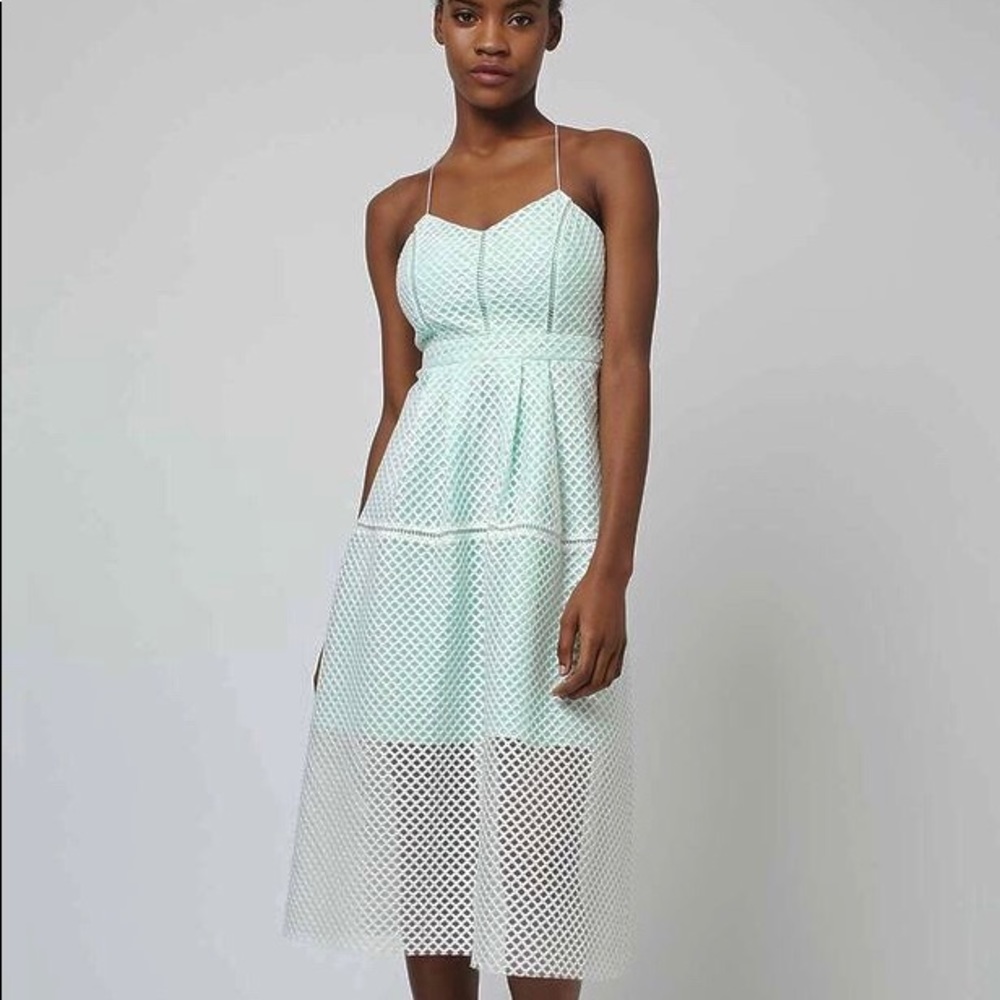 Topshop Petite Airtex Plunge Midi Dress